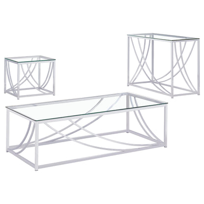 Lille 3-piece Glass Top Coffee And End Table Set Chrome