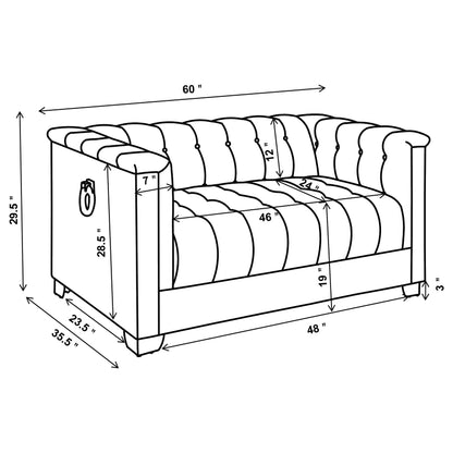 Chaviano 2-piece Upholstered Track Arm Sofa Set Pearl White