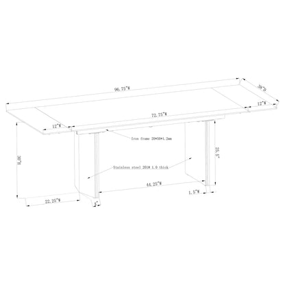 Vesa 97-inch Glass Top Extension Dining Table Beige