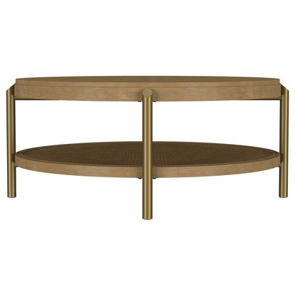 Arini Round Coffee Table With Storage Shelf Sand Wash