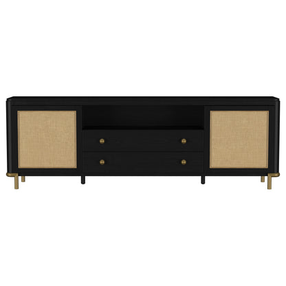 Arini Rattan Cane 2-door TV Stand Media Console Black