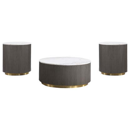 Jason 3-piece Round Marble Coffee and End Table Set White