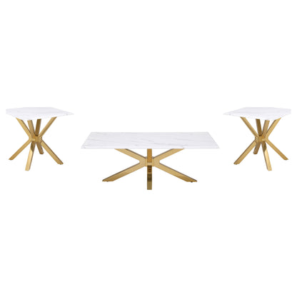 Visalia 3-piece Faux Marble Coffee and End Table Set White