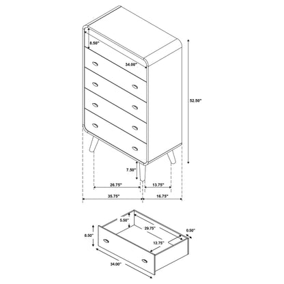 Robyn 5-piece California King Bedroom Set Light Ash
