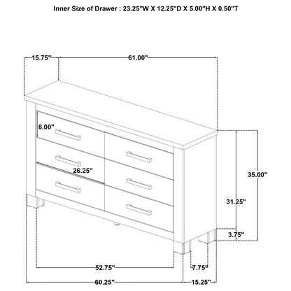 Oakglen 6-drawer Bedroom Dresser Weathered Oak