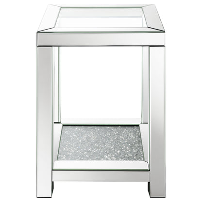 Valentina 2-piece Mirrored Coffee and End Table Set Silver