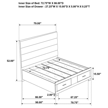 Felicity California King Storage Bed White High Gloss