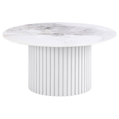 Rowena 2-piece Coffee and End Table Set White Faux Marble