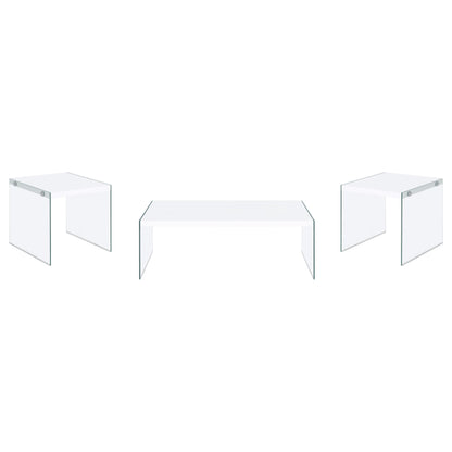 Opal 3-piece Coffee and End Table Set White High Gloss