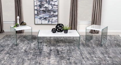 Opal 3-piece Coffee and End Table Set White High Gloss