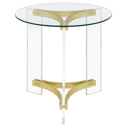 Janessa 2-piece Acrylic Coffee and End Table Set Matte Brass