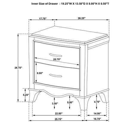 Revello 2-drawer Nightstand Bedside Table Washed Mango