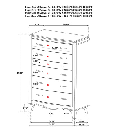 Revello 6-drawer Bedroom Chest of Drawers Washed Mango
