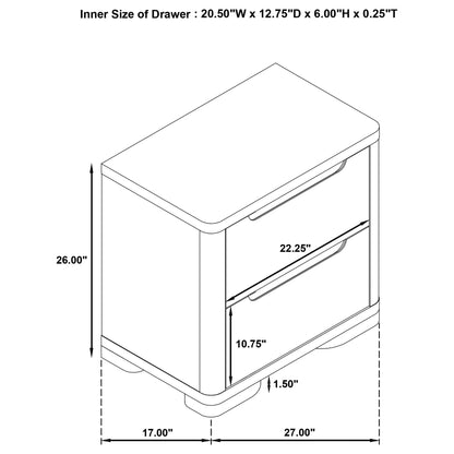 Ladera 2-drawer Nightstand Bedside Table Light Elm