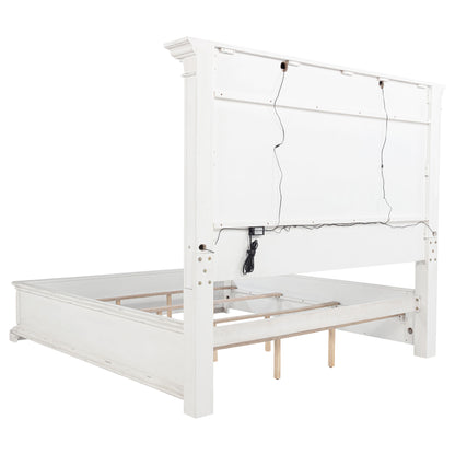 McKinney Eastern King LED Light Panel Bed Vintage White