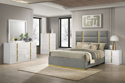 Ines 52-inch Fabric Upholstered Eastern King Panel Bed Grey