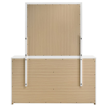 Ines 6-drawer Bedroom Dresser with Mirror White High Gloss