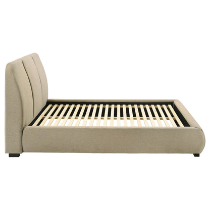 Mokena 46-inch Upholstered Queen Platform Bed Brown