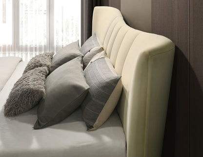 Evelyn Upholstered Eastern King Panel Platform Bed Ivory