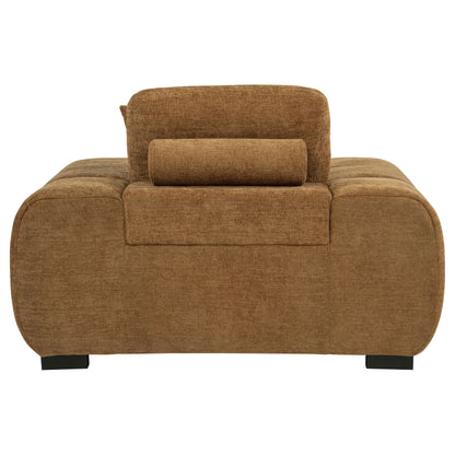 Octavia Fabric Upholstered Track Arm Accent Chair Amber