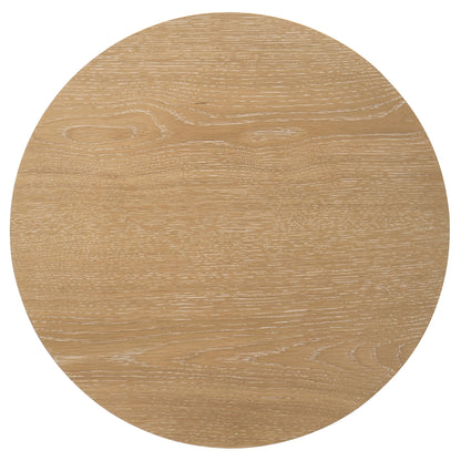 Ottowa Round Wood Side End Table with Shelf Washed Oak