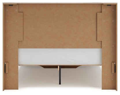 Queen Panel Storage Bed with Mirrored Dresser and Chest