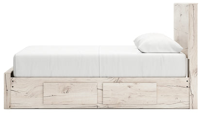 Queen Panel Storage Bed with Mirrored Dresser and Chest