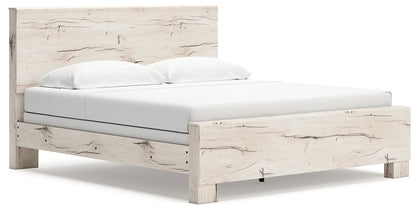 King Panel Bed with Mirrored Dresser, Chest and Nightstand
