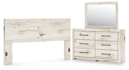 King Panel Headboard with Mirrored Dresser