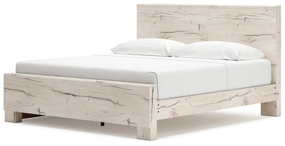 King Panel Bed with Mirrored Dresser and Chest