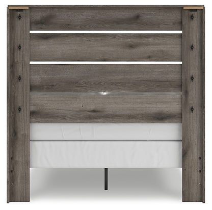 Graystorm Full Panel Bed with Mirrored Dresser