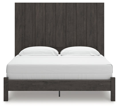 King Panel Bed with Mirrored Dresser and Chest