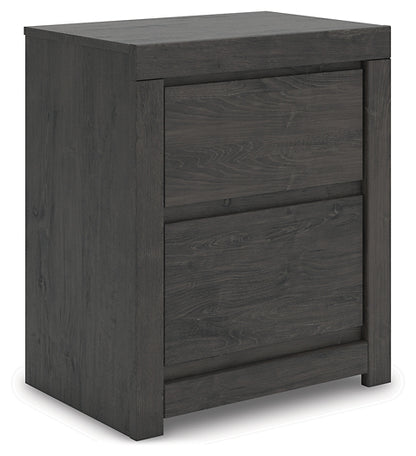 King Panel Storage Bed with Mirrored Dresser and Nightstand