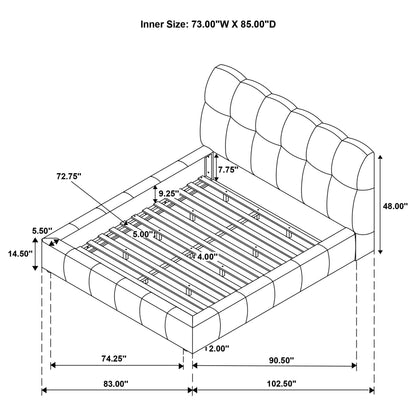 Nollet 48-inch Upholstered California King Platform Bed Grey