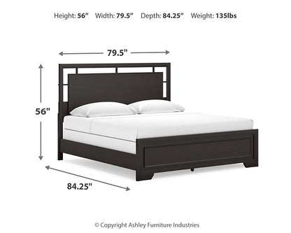 Covetown King Panel Bed with Mirrored Dresser and Chest