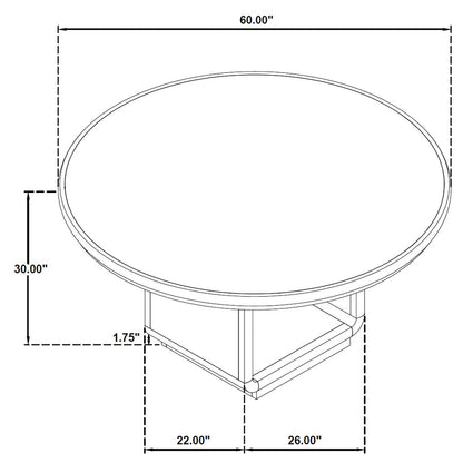 Leandro 60-inch Round Dining Table Burnished Black