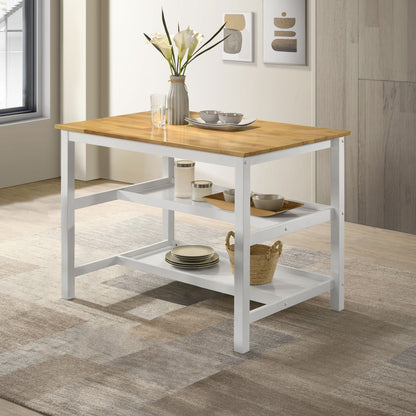 Edgeworth Kitchen Island Counter Table Brown and White
