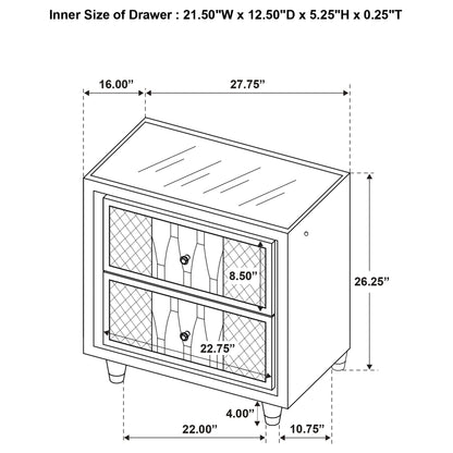 Lorient 2-drawer LED Nightstand with USB Ivory and Camel