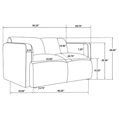 Dorset 3-piece Upholstered Round Track Arm Sofa Set Brown