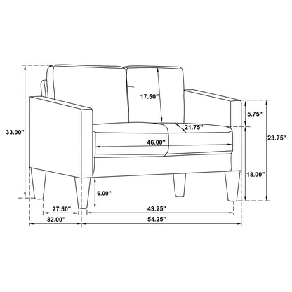 Ruth 2-piece Fabric Upholstered Track Arm Sofa Rust Red