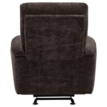 Navarro Chenille Upholstered Glider Recliner Dark Brown