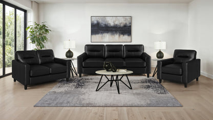 Scotland Faux Leather Upholstered Track Arm Chair Black