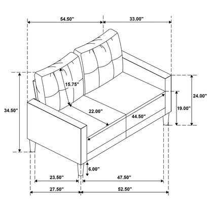 Bowen II 2-piece Upholstered Track Arm Sofa Set Steel Grey