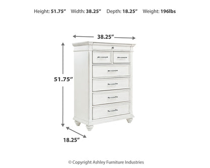 Kanwyn King Panel Bed with Mirrored Dresser and Chest