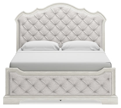 Arlendyne California King Upholstered Bed with Mirrored Dresser, Chest and Nightstand