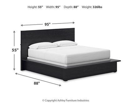 Londer California King Panel Bed with Mirrored Dresser