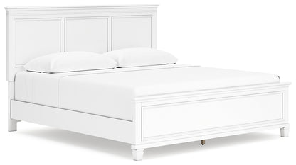 Fortman King Panel Bed with Mirrored Dresser, Chest and Nightstand