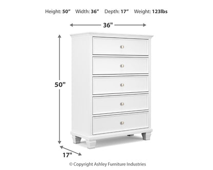 Fortman King Panel Bed with Mirrored Dresser and Chest