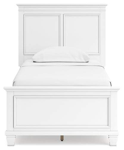 Fortman Twin Panel Bed with Mirrored Dresser, Chest and Nightstand