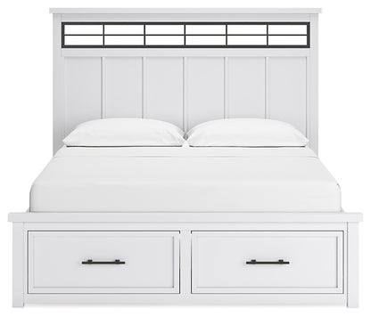 Ashbryn California King Panel Storage Bed with Mirrored Dresser, Chest and Nightstand